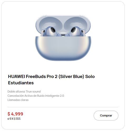 huawei audio cupon descuento estudiante mexico